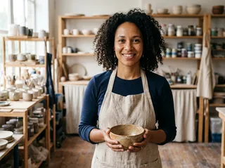 Original image: Portrait in a pottery studio