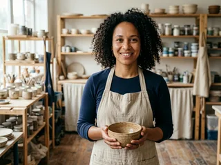 SynthID removed: Portrait in a pottery studio